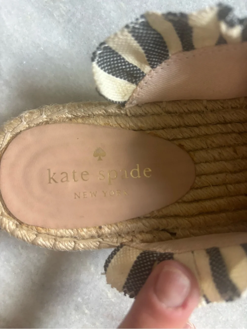 kate spade Adult Black & White Striped Slip-On Espadrilles